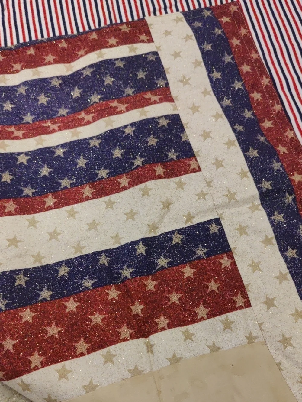 Patriotic American Flag Star Patchwork Cotton Quilt Throw Blanket Y2K Retro Insp